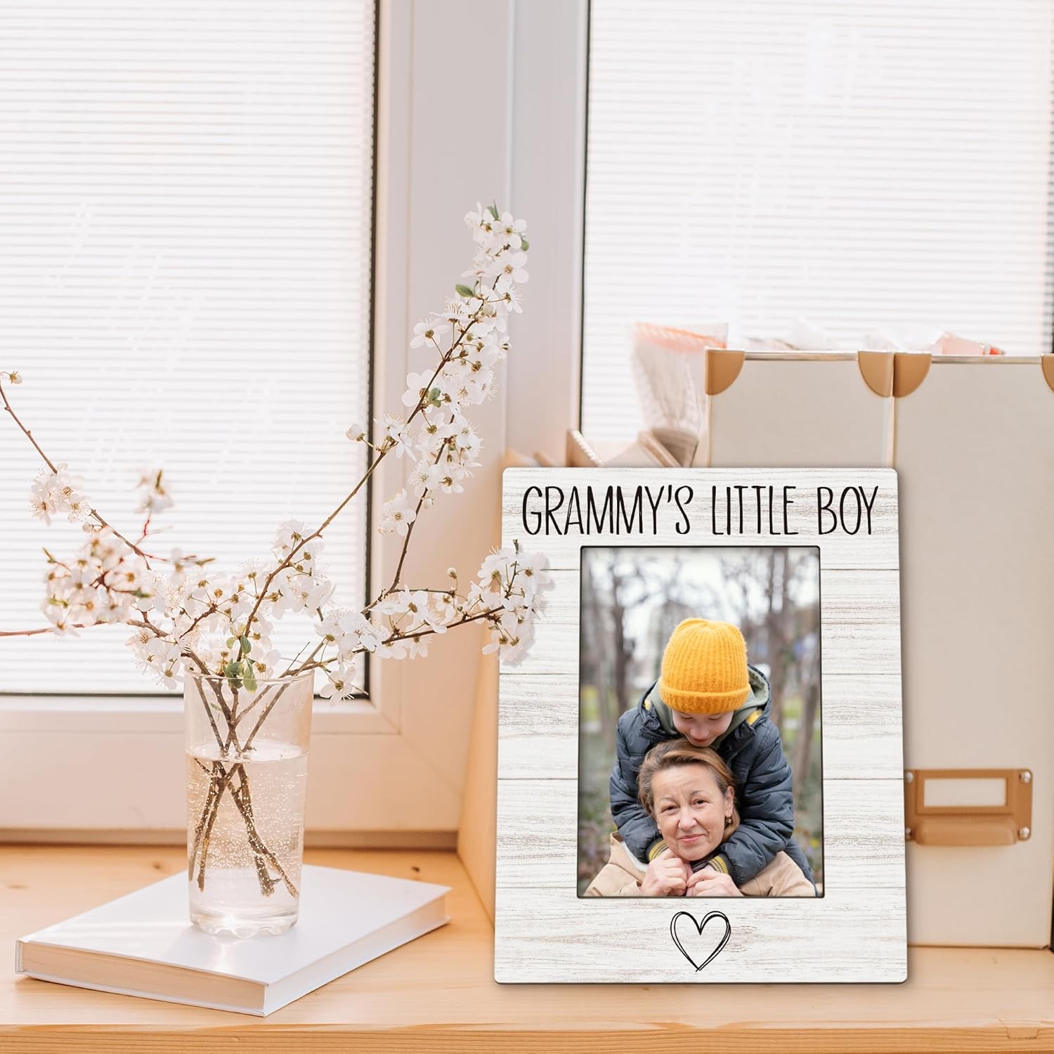 Grammy Gifts Picture Frame 5x7, Grammy Grandma Photo Frame, Christmas Birthday Gifts for Grammie Grandma from Grandson, Grammy's Little Boy Wooden Picture Photo Frames for Desk Home Room Decor - Image 2