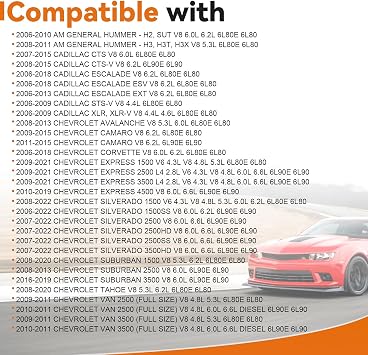 6L80 6L90 Transmission Master Rebuild Kit with Filter Gaskets Compatible with Chevy Tahoe Camaro Suburban 1500 2500 for GMC Yukon Sierra 1500 2500 for Escaladefor Hummer H2/H3 2006+