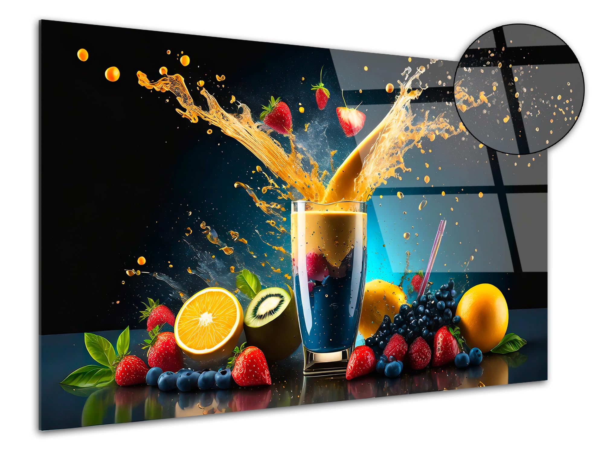 DECLINA – Tableau Mural Mixage Fruité – Déco Murale Gourmande – Impression Haute Définition sur Verre Acrylique – Fabriqué en France
