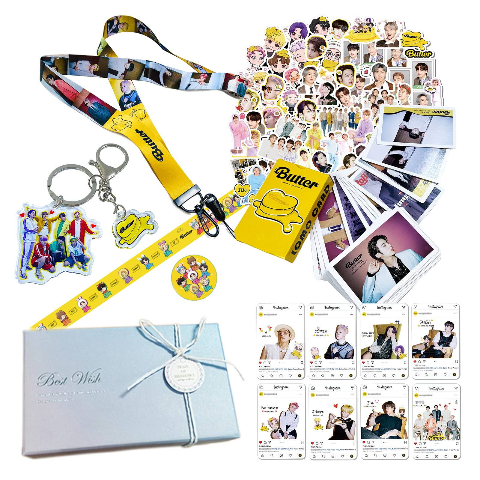 Bangtan Boys New Album Butter Gift Box Set Lanyard Holder Lomo Card Merchandise for Army Girls