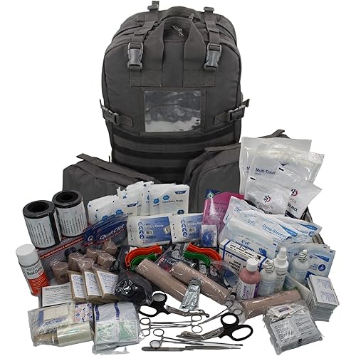 Luminary Stomp Medical Backpack Fully Stocked First Aid Trauma Kit Special Operations Pack Medical Bug Out Bag for EMS/EMT First Responders Preppers (Tactical Black)