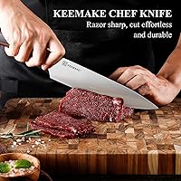 Vista 4 de KEEMAKE Professional Chef Knife Set 2 Pieces - Kitchen Knives High Carbon Stainless Steel Ultra Sharp Blade & Ergonomic Pakkawood Handle, Perfect