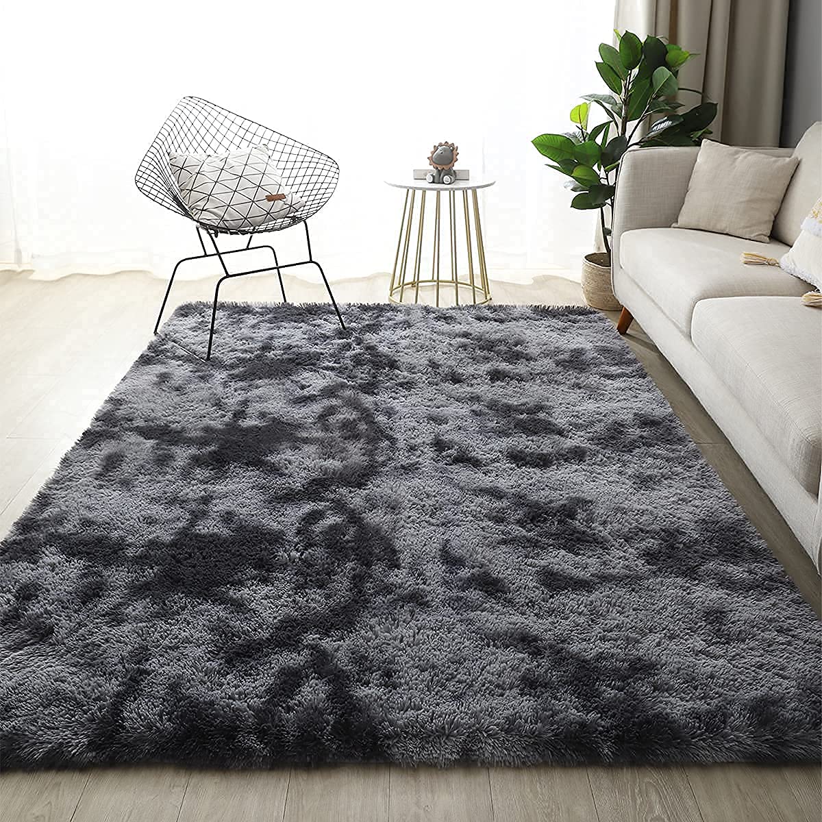 Super Soft Shaggy Rugs Fluffy Carpets, Upgrade Anti-Skid Durable Rectangular Fuzzy Rug, Indoor Modern Plush Area Rugs for Living Room Bedroom Kids Room Nursery Home (200 x 300cm, Dark Grey)