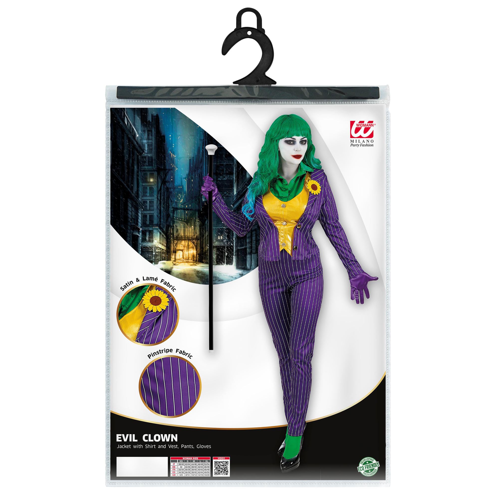 W WIDMANN MILANO Party Fashion - Costume da clown malvagio, clown dell'orrore, Halloween, costume di carnevale