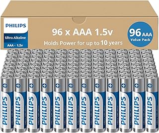 PHILIPS AAA Batteries 96 Pack | 1.5v Ultra Alkaline Triple A Battery | 132% More Power Then Industry Standard | Long-Lasting | 10-Year Shelf Life | Great for Indoor & Outdoor Use | Premium Performance