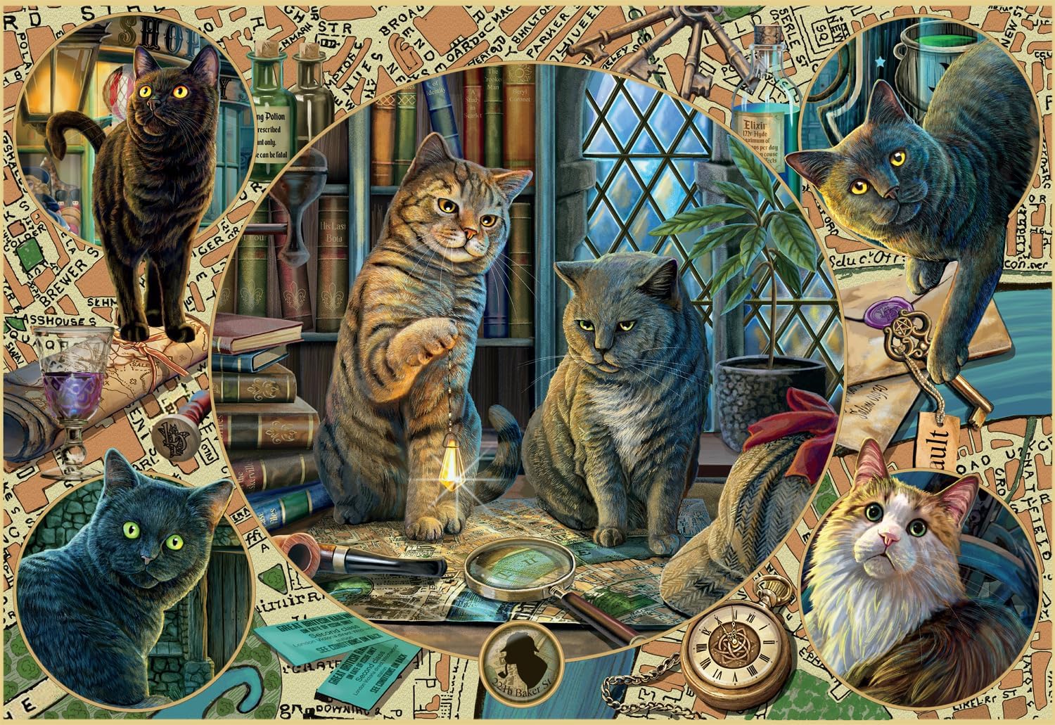 Amazon.com: Ceaco - Purrlock Holmes Mystery - 2000 Piece Jigsaw