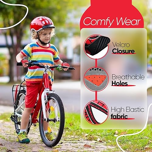 Miniatura 6 de Guantes de ciclismo de medio dedo para niños, antideslizantes, acolchados, antideslizantes, sin dedos, para niños y niñas, ideales para BMX, MTB,