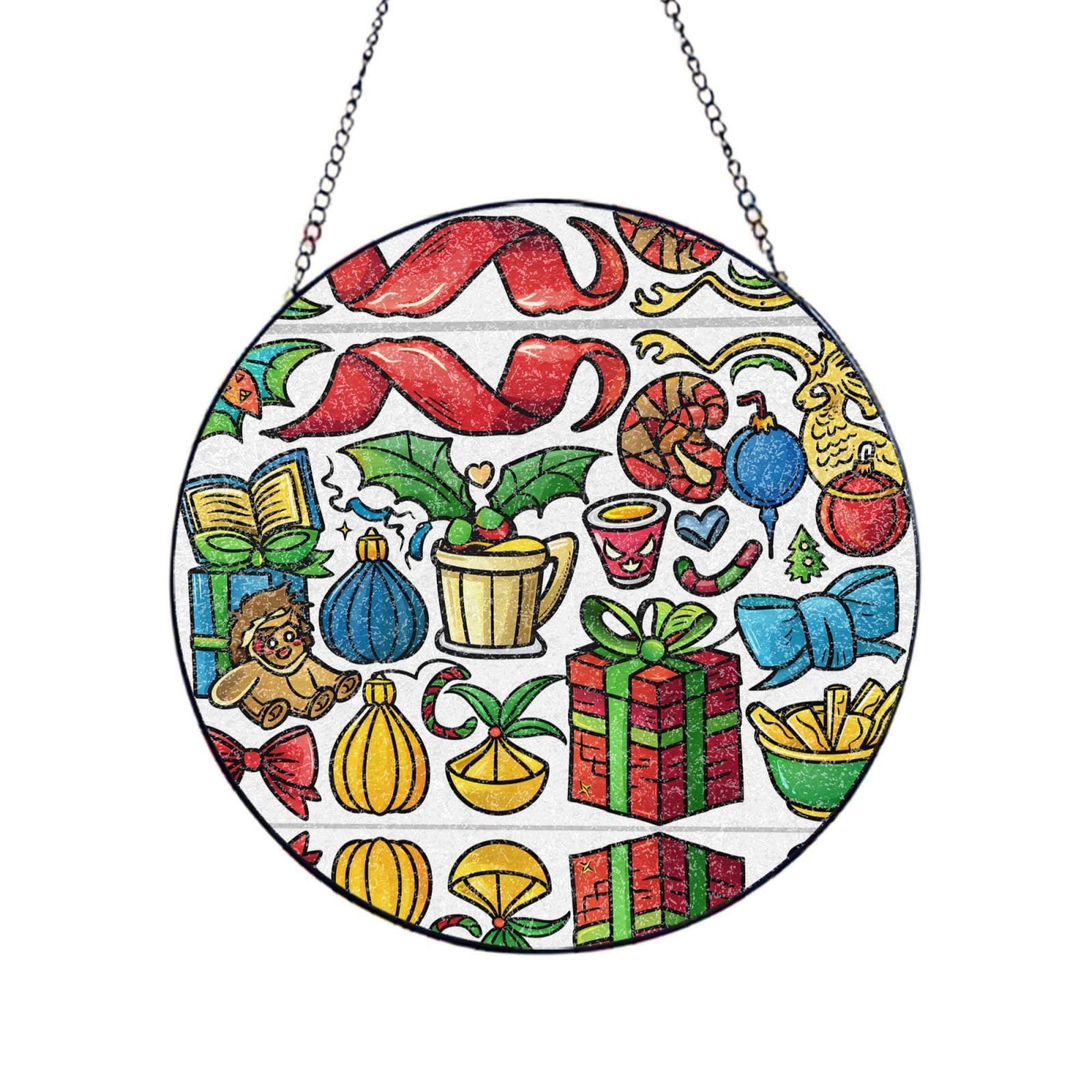 Phayah Various Gifts Print Stained Glass Window Hanging Suncatcher For Door Terrace Garden Home Decor Sun Catcher Birthday Gifts For Lovers Dad Mom 12in（30cm）