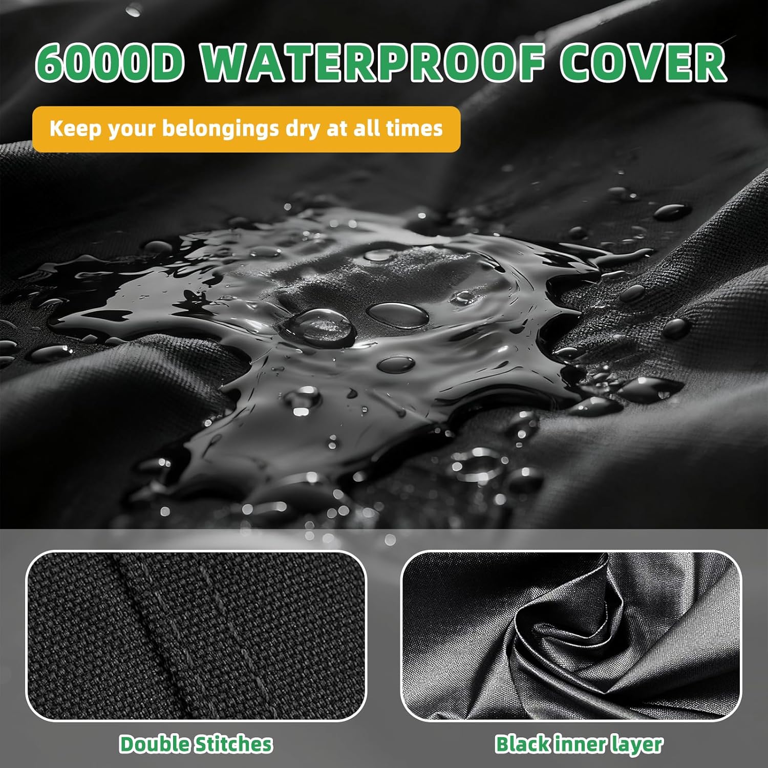 6-Passenger Stroller Cover Compatible with Angeles Bye Bye Buggy, 600D Heavy-Duty Waterproof Protection with 50+ UPF UV Shield, for Commercial Daycare & Preschool Strollers, Black
