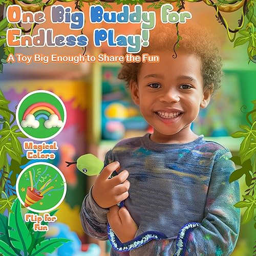 Miniatura 9 de Forest &amp; Twelfth 32 Reversible Sequin Stuffed Snake Toy Flip Sequin Plush Toys to Ignite Imaginations, Plush Jungle Animal Toys for Sensory Play,