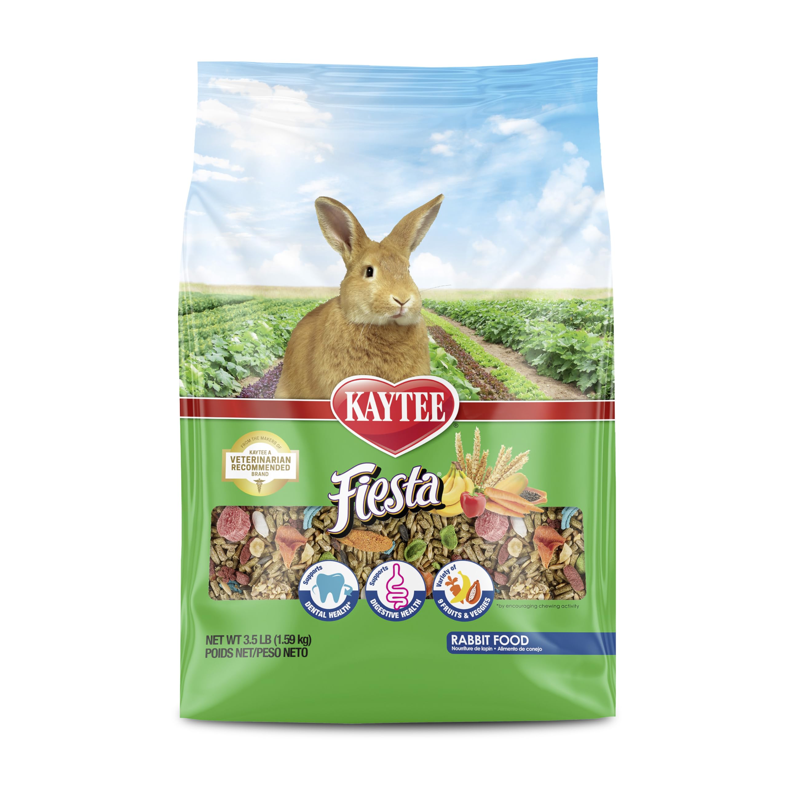 Kaytee Fiesta Rabbit Food, Nutritious and Fun Blend, Supports Dental Health and Digestion, 3.5 pounds