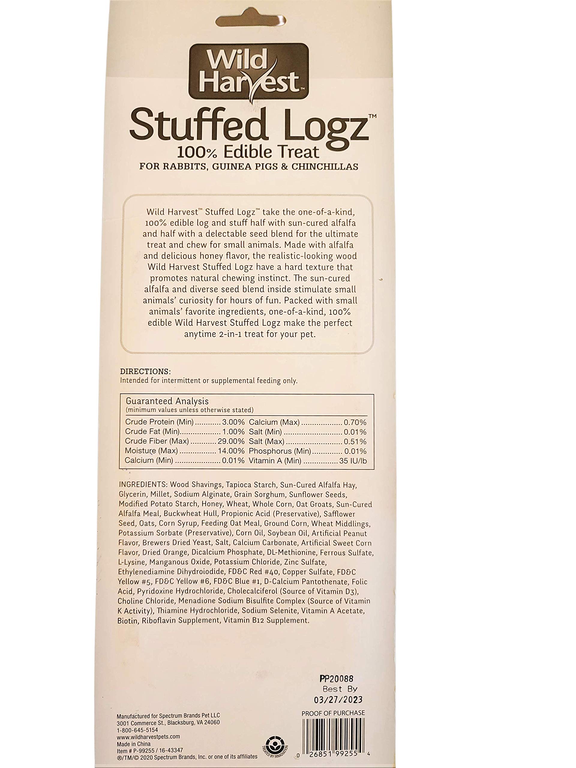 Buy Wild Harvest Stuffed Logz 1 Count, Edible Treat for Rabbits, Guinea