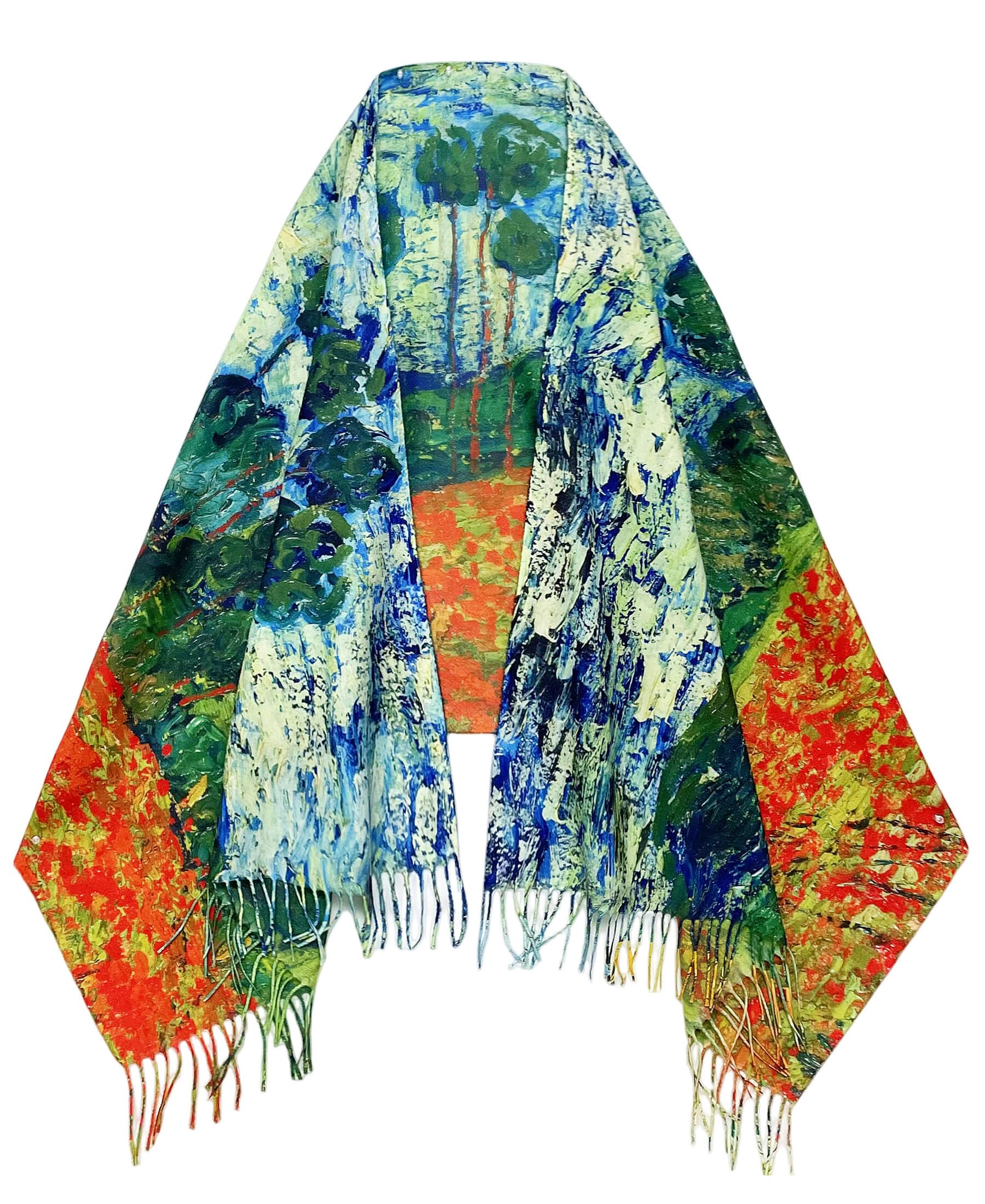 VENVSBEE Reversible Soft Cashmere Feel Scarf Large Shawl Wrap Double-side Art Print Warm Pashmina Klimt Van Gogh Gifts