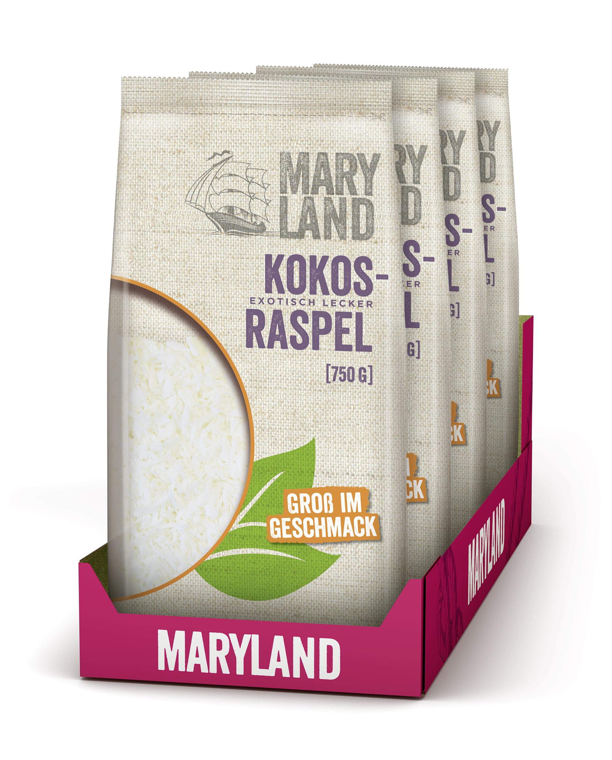 Maryland Kokosraspel 750g Vorratspackung 4er Pack – Kokosraspel, vegan, fruchtig süß– Im praktischen Format genießen (4 x 750g)