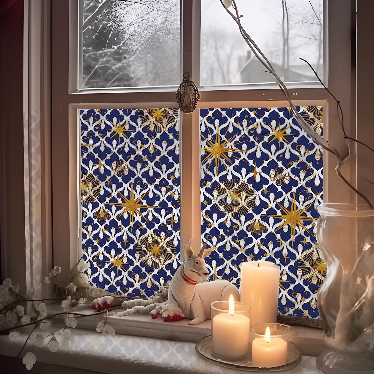 funlife DoubleSided Stained Glass Window Film, Reusable