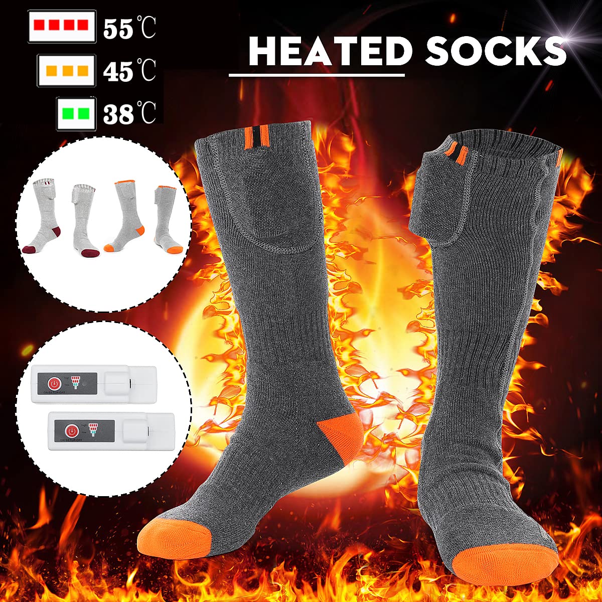 YONGYAO Riscaldamento Elettrico Calze Tubo scaldante Universale Unisex riscaldato per l'inverno Freddo-Grigio