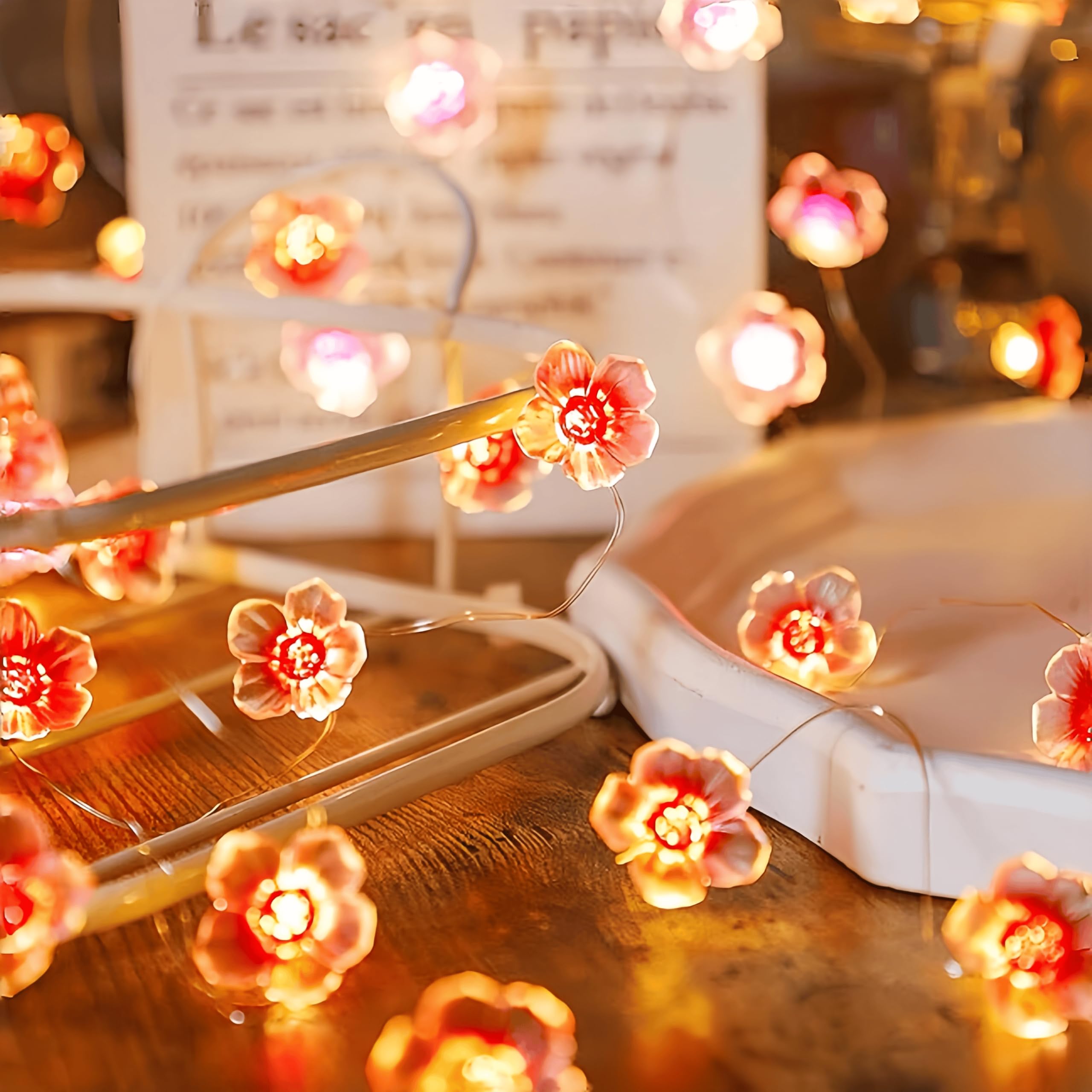 HHMTAKA Flower Fairy String Light 3M Blossom Lights with 30LED Fairy Light Battery Operated Fairy Lights Spring Decoration for Indoors Bedroom Home Wedding Valentine Birthday