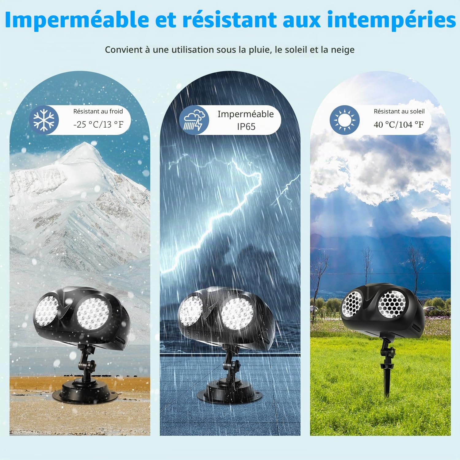MATEPROX Projecteur de Flocons de Neige de Noël, Effet de Chutes de Neige Plus Large et Clair, Projecteur de Neige à Double Tête Décoration Intérieure et Extérieure pour Noël, Halloween, Jardin