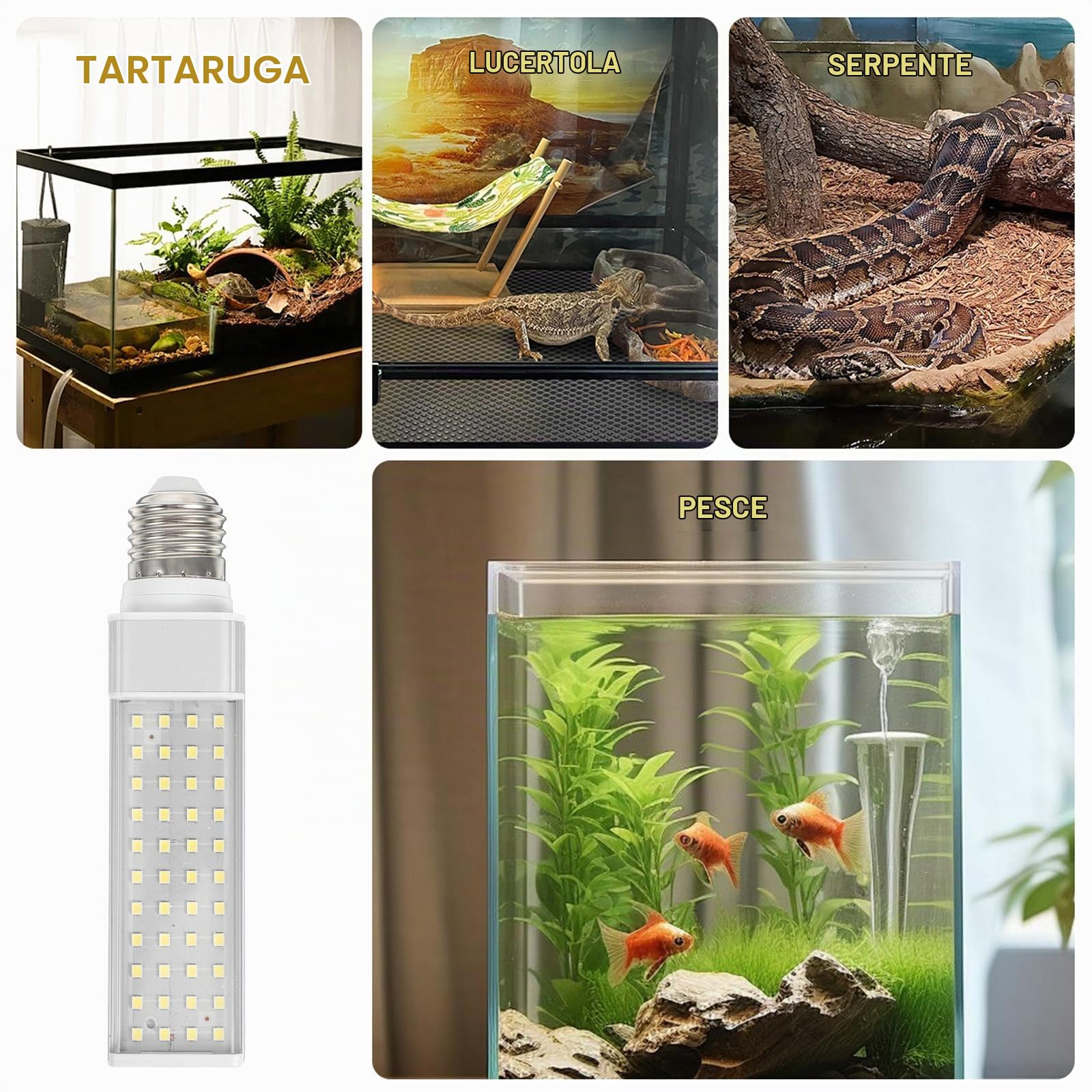 iplusmile Lampadine Acquario - 9W E27 Luce a LED Luci per Acquari - Lampada di risparmio energetico Lampadine a Vite Lampada