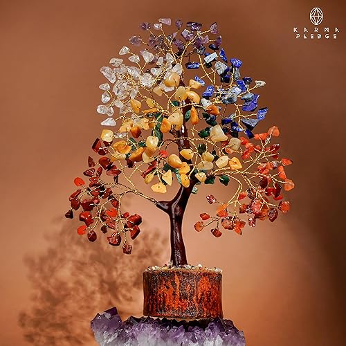 Miniatura 7 de Árbol de la vida de cristal curativo de 7 chakras, decoración del hogar y la oficina, árboles bonsái de dinero Feng Shui para energía positiva,