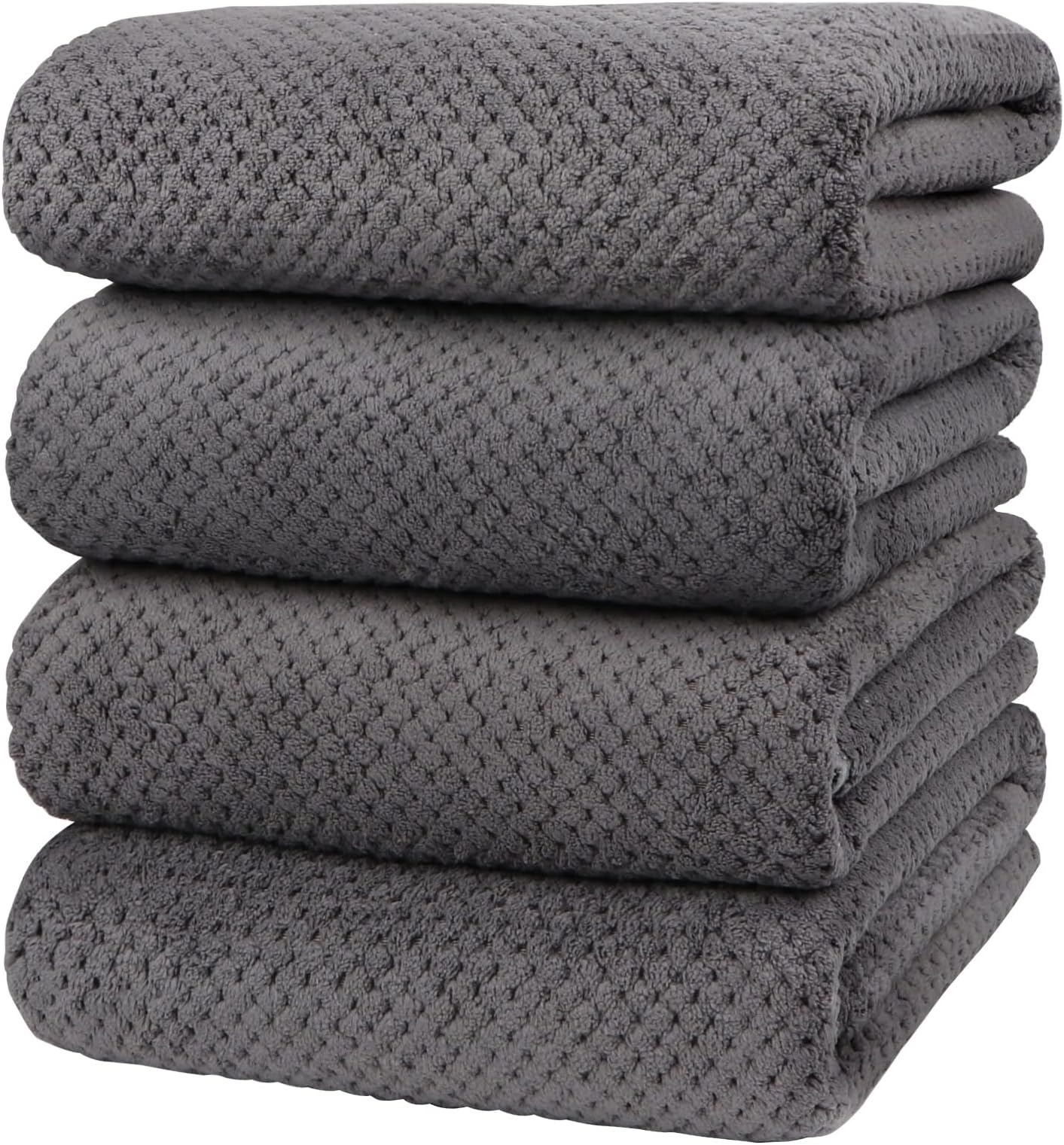 HOMEXCEL Bath Towels Pack of 4, (27 x 54 Inches) Microfiber Ultra Soft Highly Absorbent Bath Towel Set, Lightweight and Quick Drying Towels for Body, Sport, Yoga, SPA, Fitness, Grey