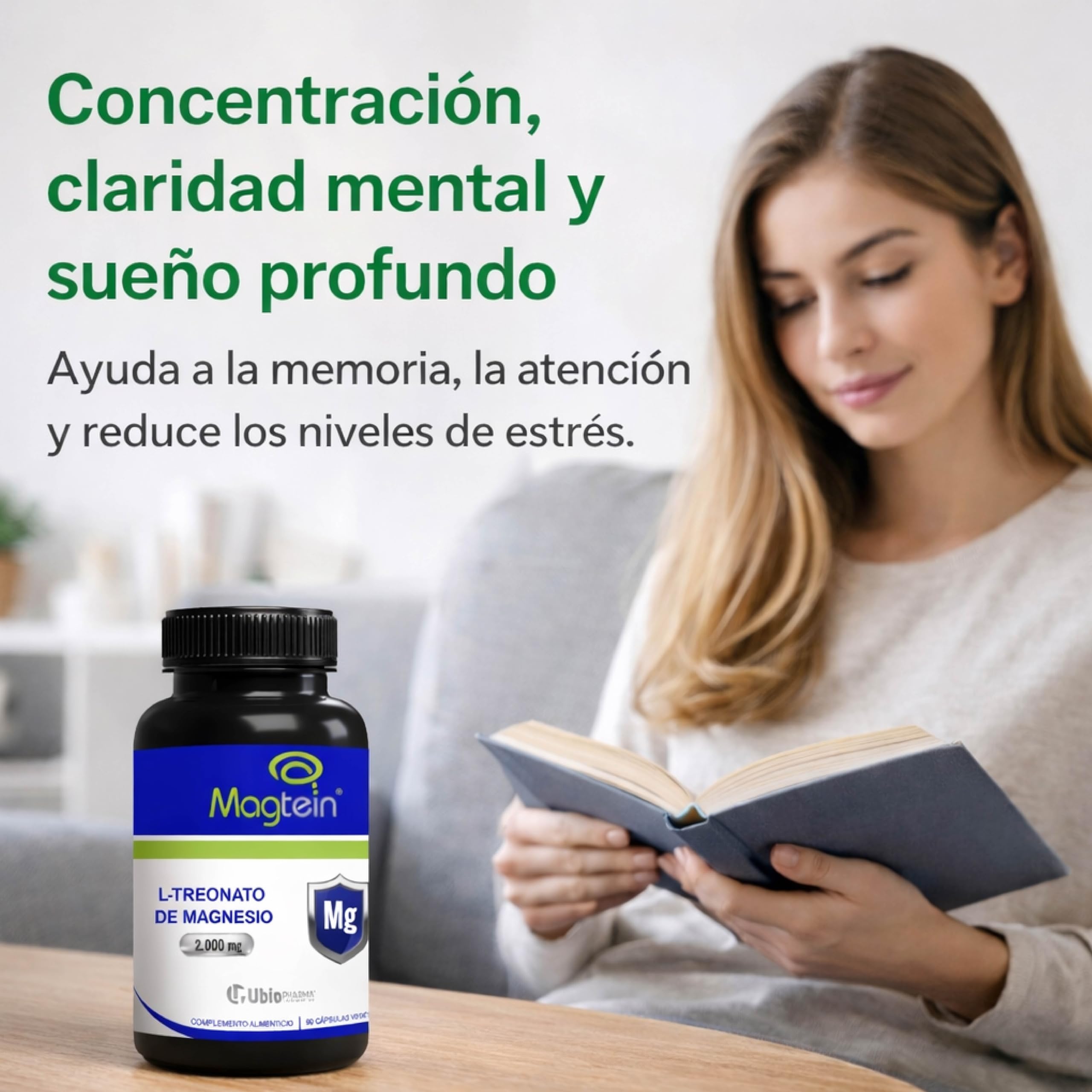 L-Treonato de Magnesio Magtein® 2000 mg – 90 Cápsulas Fórmula Clínica Aprobada EFSA – Mejora la Memoria, Concentración, Claridad Mental, Salud Cerebral y Mejora del Sueño - Magnesium L Threonate