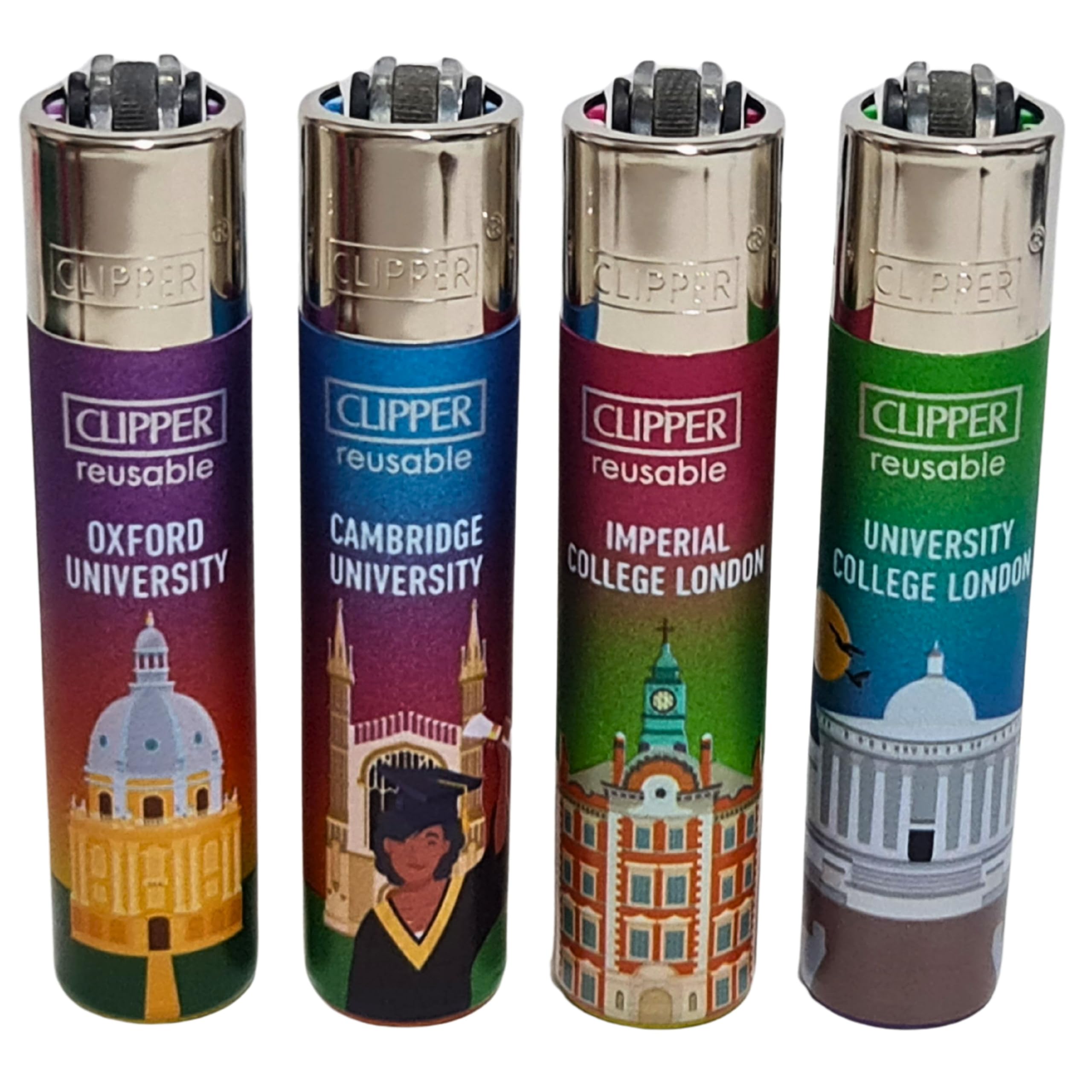 4 x Clipper Lighter Set Gas Refillable Windproof Lighters Standarad Size Replaceable Flint Rare Limited Edition (Planet Flowers 1) — view 15