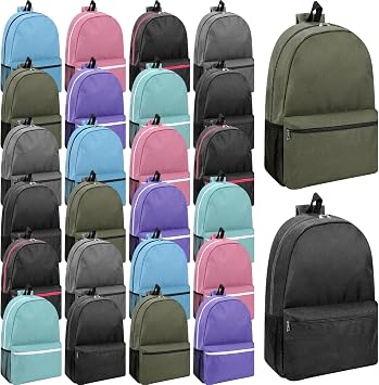Silkfly 24 Pcs 19 Inches Kids Backpacks in Bulk Large Assorted Colors Book Bags Lightweight School Student Backpack Boy Girl Adult Backpack for School, Travel, Outdoor Camping, Hiking