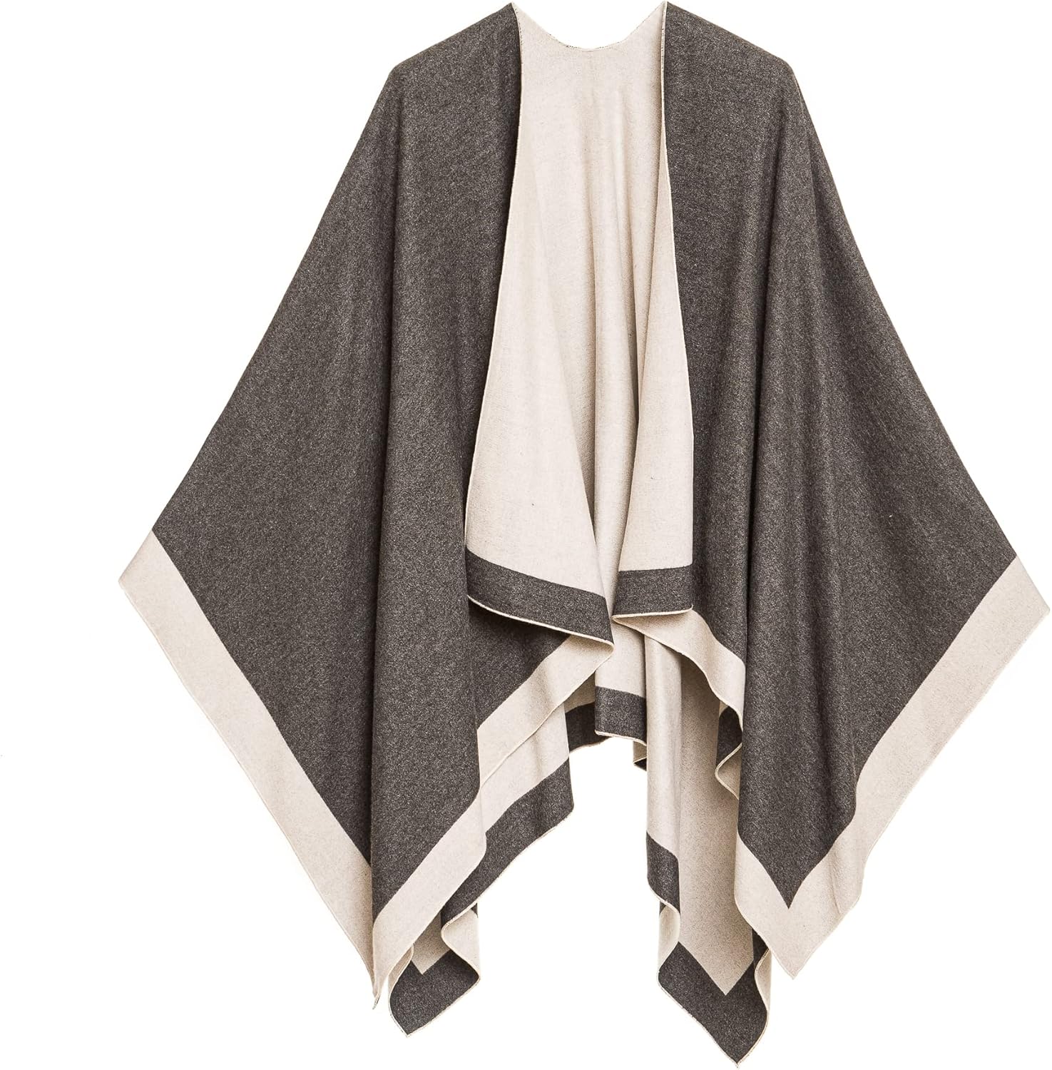 Women's Shawl Wrap Poncho Ruana Cape Cardigan Sweater Open Front for Fall Winter