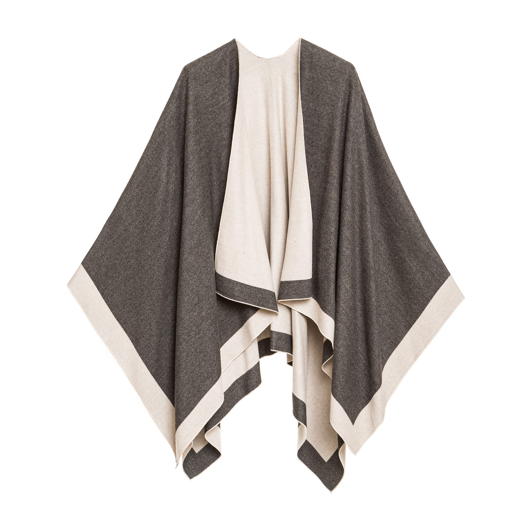 Women's Shawl Wrap Poncho Ruana Cape Cardigan Sweater Open Front for Fall Winter