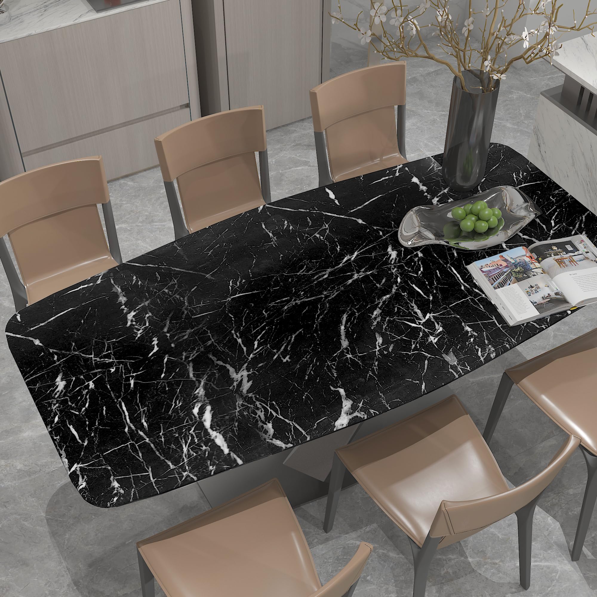 JSEVEM 80CM×6M Breit Schwarz Weiß Marmor Tapete Selbstklebend Wasserfest Möbelaufkleber Möbel Klebefolie Steinoptik Marmoroptik Klebetapete Selbstklebende Marmorierte Glänzend Papier Küche Badezimmer