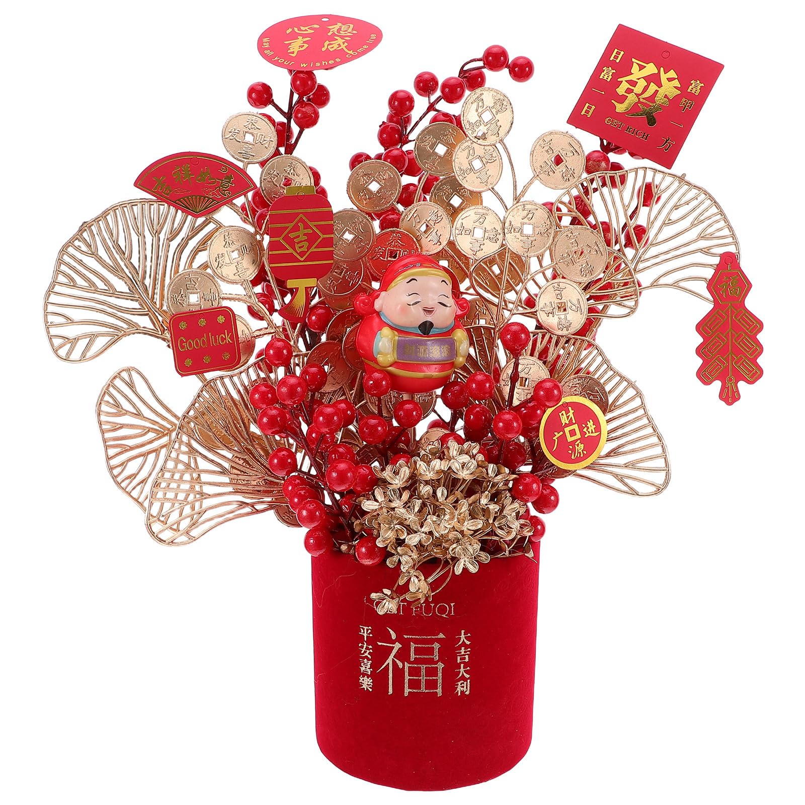 Gadpiparty Kit di Decorazioni per Capodanno Cinese Vaso Bonsai Ornamenti Artificiali per Feste del Festival di Primavera Decorazioni da Tavolo per Capodanno Cinese