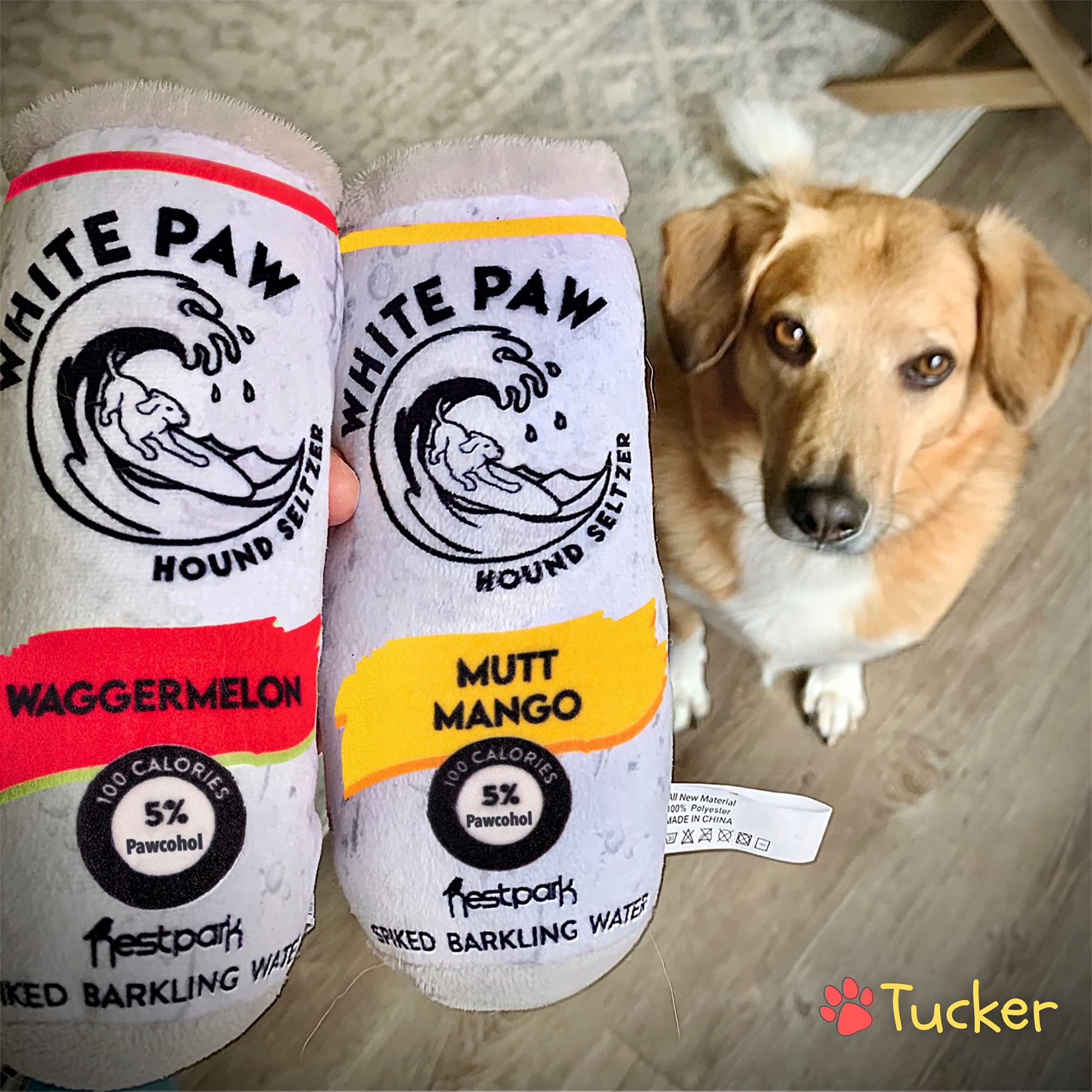 AOKEY Juguetes para Perros Blancos – Juguetes Divertidos de Peluche con chirriador – Juguete Parodia para Perros (Paquete de 2)