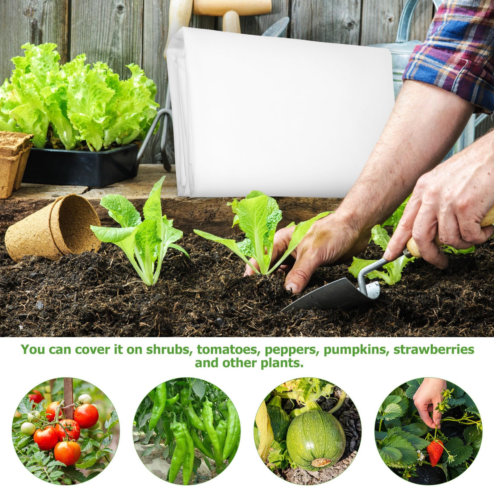 Voile Horticole en Tissu Non Tissé 2 Pièces Protection Gel pour Plantes