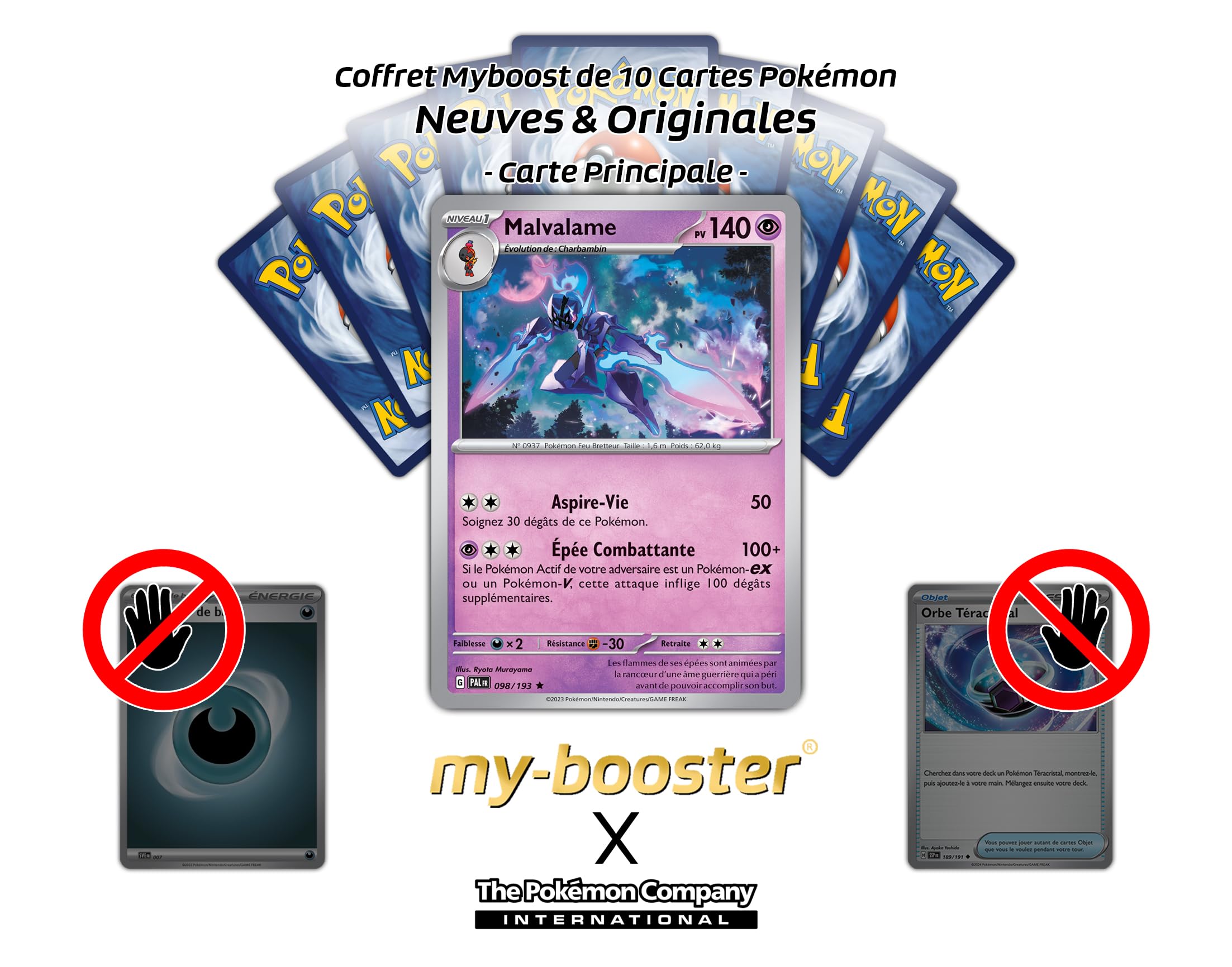 Malvalame 098/193 – Coffret Myboost X – 10 Cartes Pokémon Françaises – Holo Ou Reverse Aléatoire – Évolutions Paldea