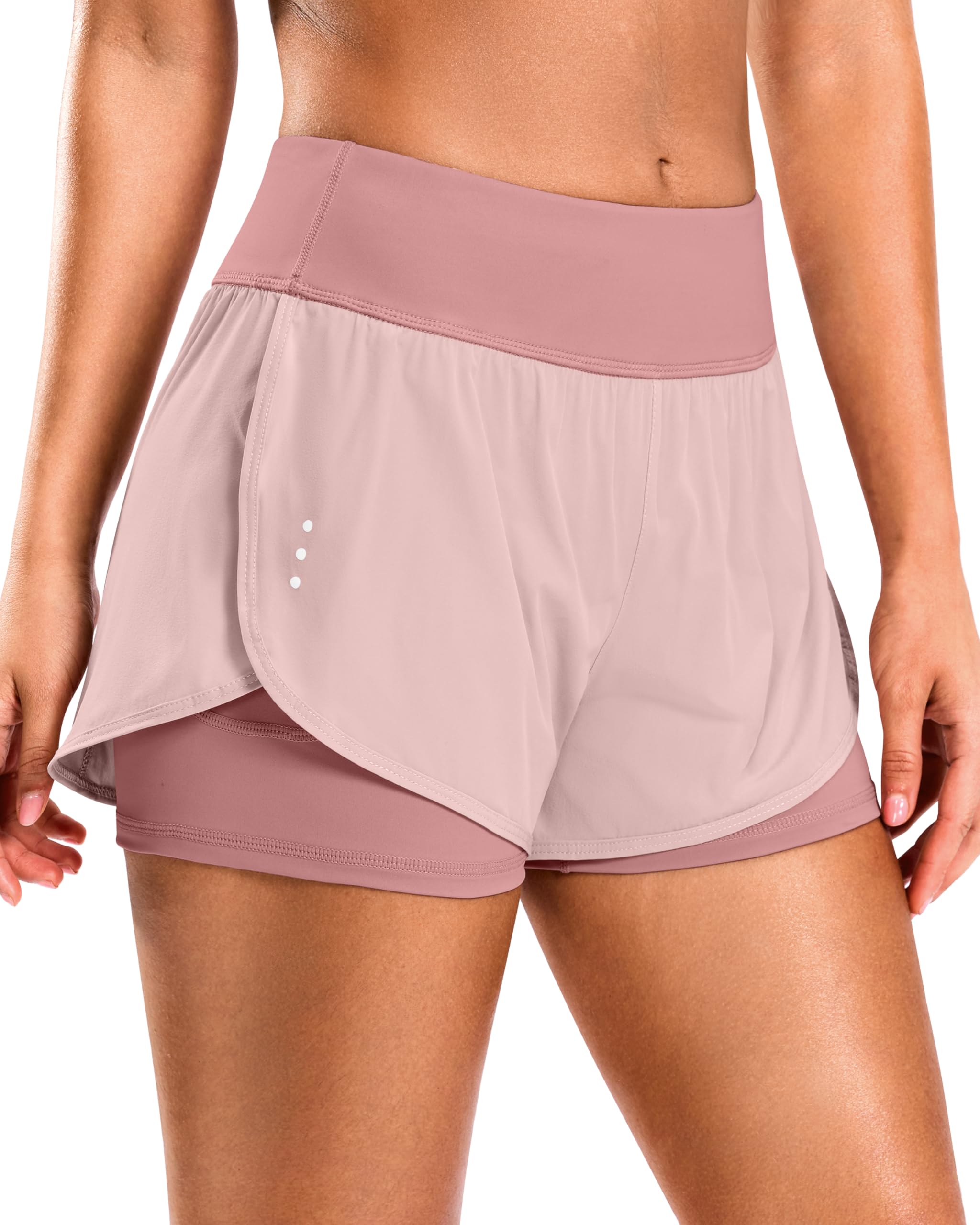 Women's 2 in 1 Running Shorts Hihg Waisted Spandex Shorts Gym Yoga Workout Athletic Shorts for Women with Zipper Pockets
