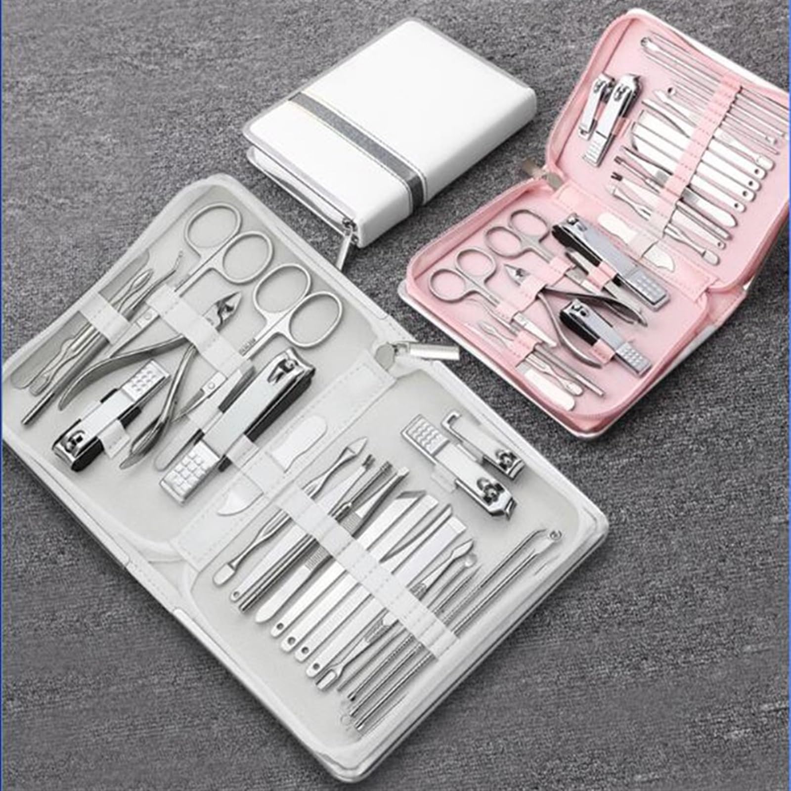 Kit de Manicura 11-26 Pcs Professional Stainless Steel Nail Clippers Manicure Set Cutter Scissor Cuticle Nipper Nail Tools Set Travel Case Kit Kit Cortauñas
