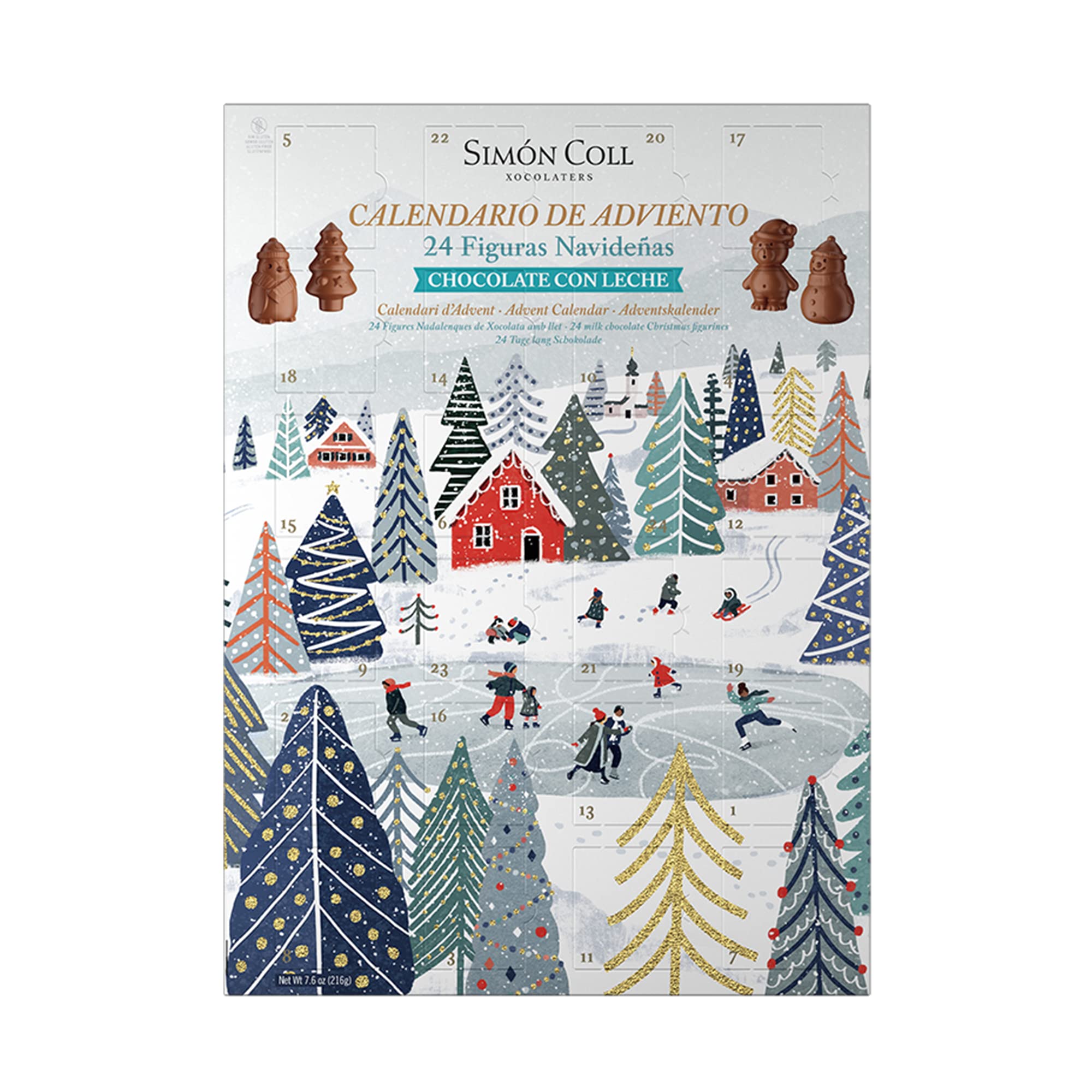 Simón Coll Calendario de Adviento Chocolate con Leche Figuras 3D 216gr 24 Chocolatinas