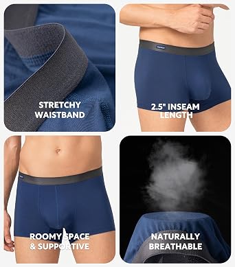 DAVID ARCHY Mens Trunks Underwear Soft Breathable Rayon Made from Bamboo Trunk No Fly Pouch