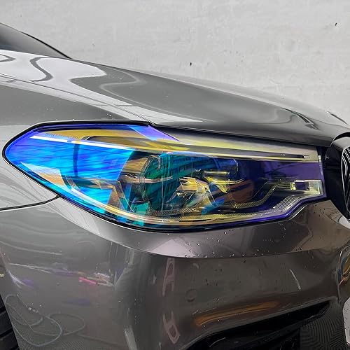 Miniatura 3 de LZLRUN Rollo de vinilo para faros traseros extra anchos de 16 x 60 pulgadas, rollo de película autoadhesiva para luz antiniebla (camaleón