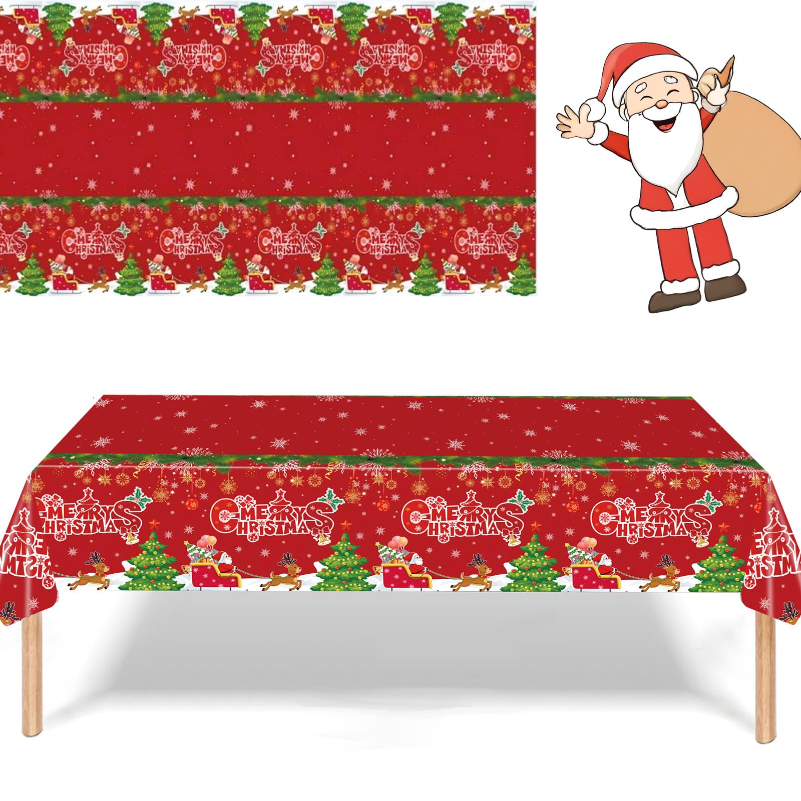 POPOYU Tovaglia Natalizia,137 x 274 cm Rettangolare Tovaglia di Natale,Maglione Brutto Pulibile Antimacchia Impermeabile Tovaglia per Decorazioni Natalizie
