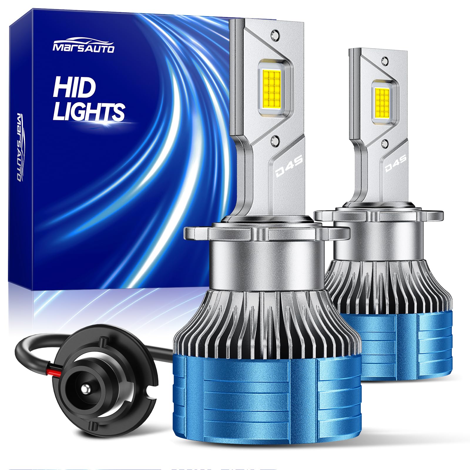Marsauto D4S D4R HID Bulbs, 800% Ultra Brighter 30,000LM 6500K White for 66440 42402 42402WX Bulb, Plug and Play, Pack of 2