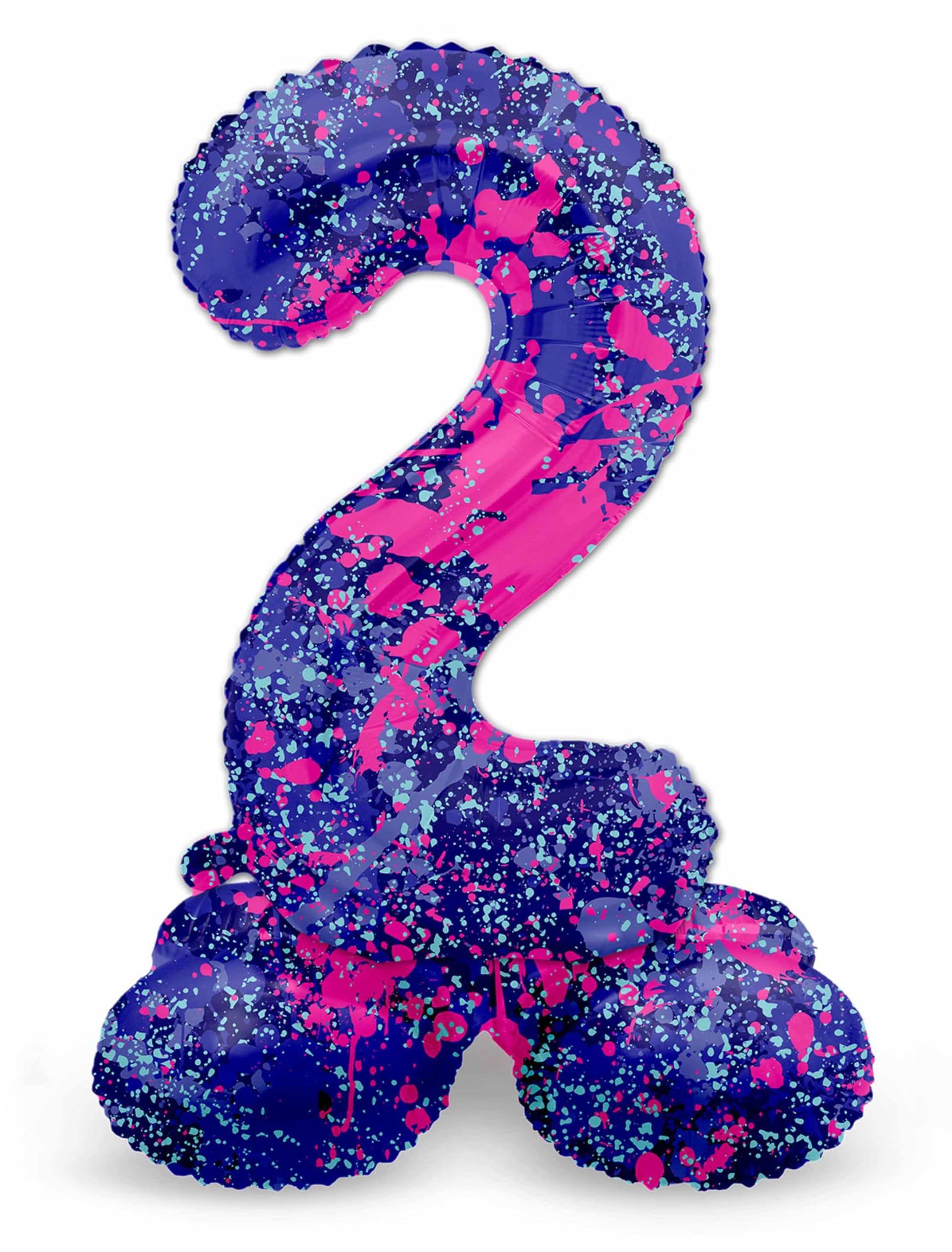 Folat 63922 Standing 2 Paint Splash Purple Space 72 cm Birthday Decoration Balloon Number No Helium Required, Multicoloured, Standard Size