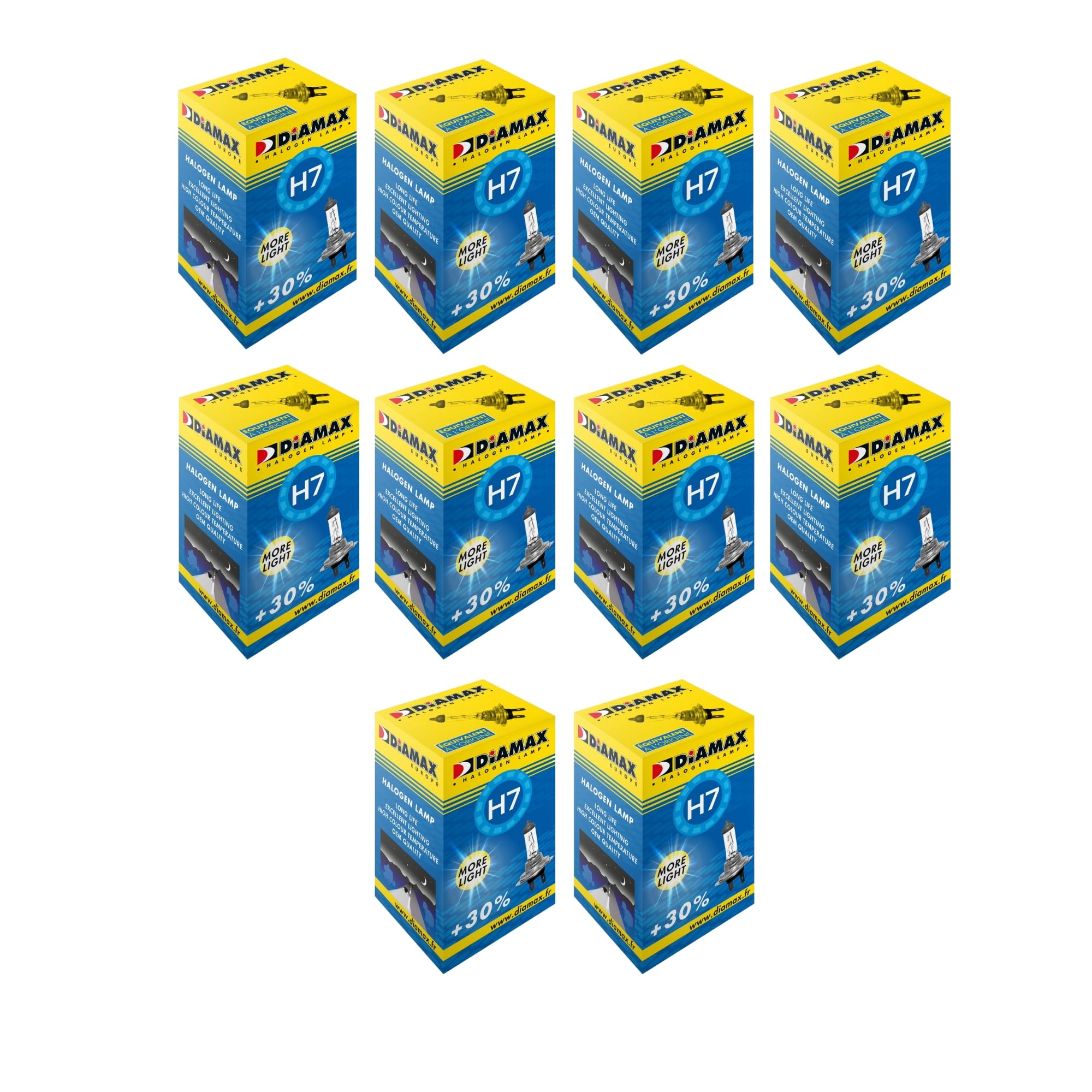 DIAMAX E2013L - Lampadina a incandescenza H7 per auto, 12 V, 55 W, PX26d, confezione da 10