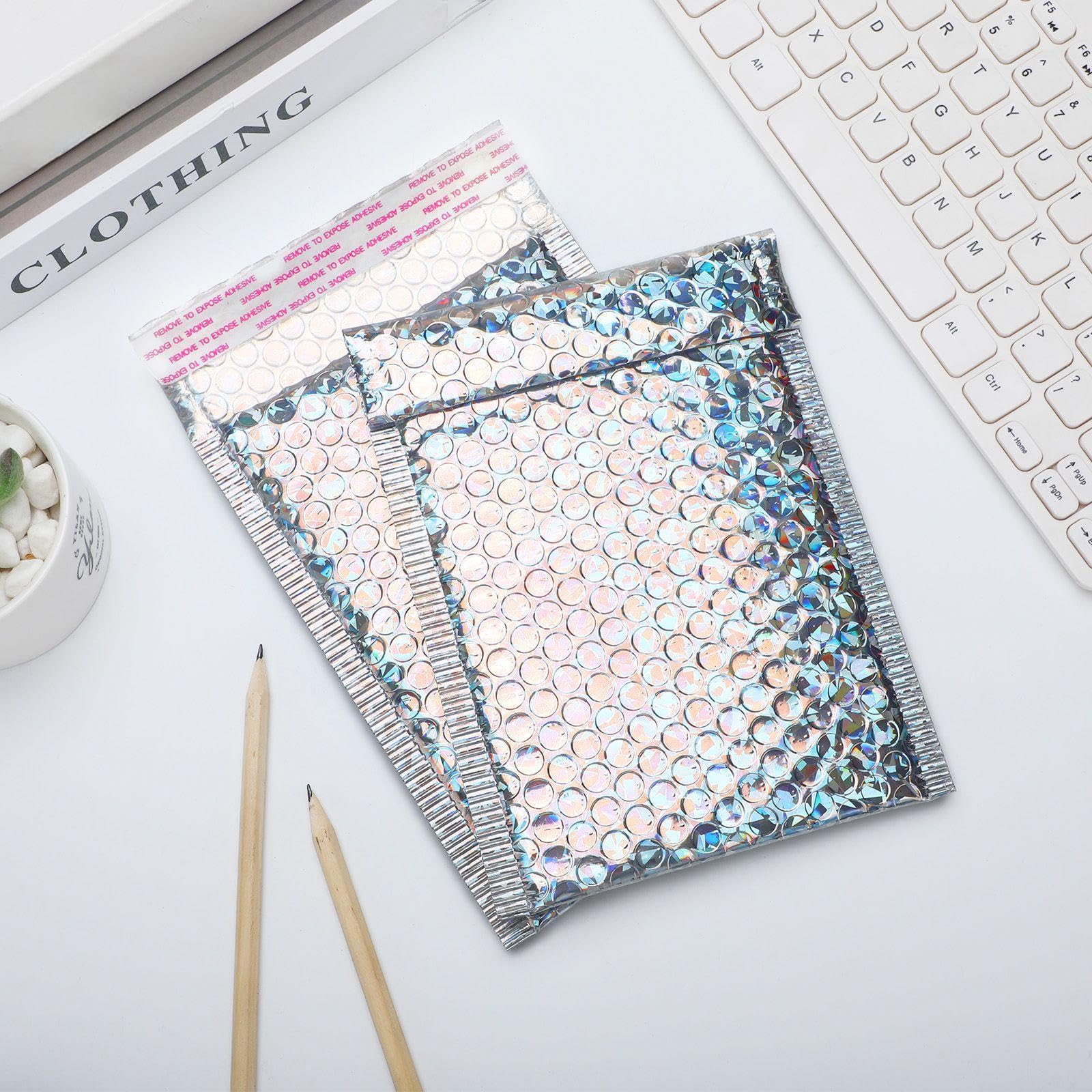 Fulmoon Holografische Luftpolster-Versandtaschen, 10,2 x 20,3 cm, 30 Stück