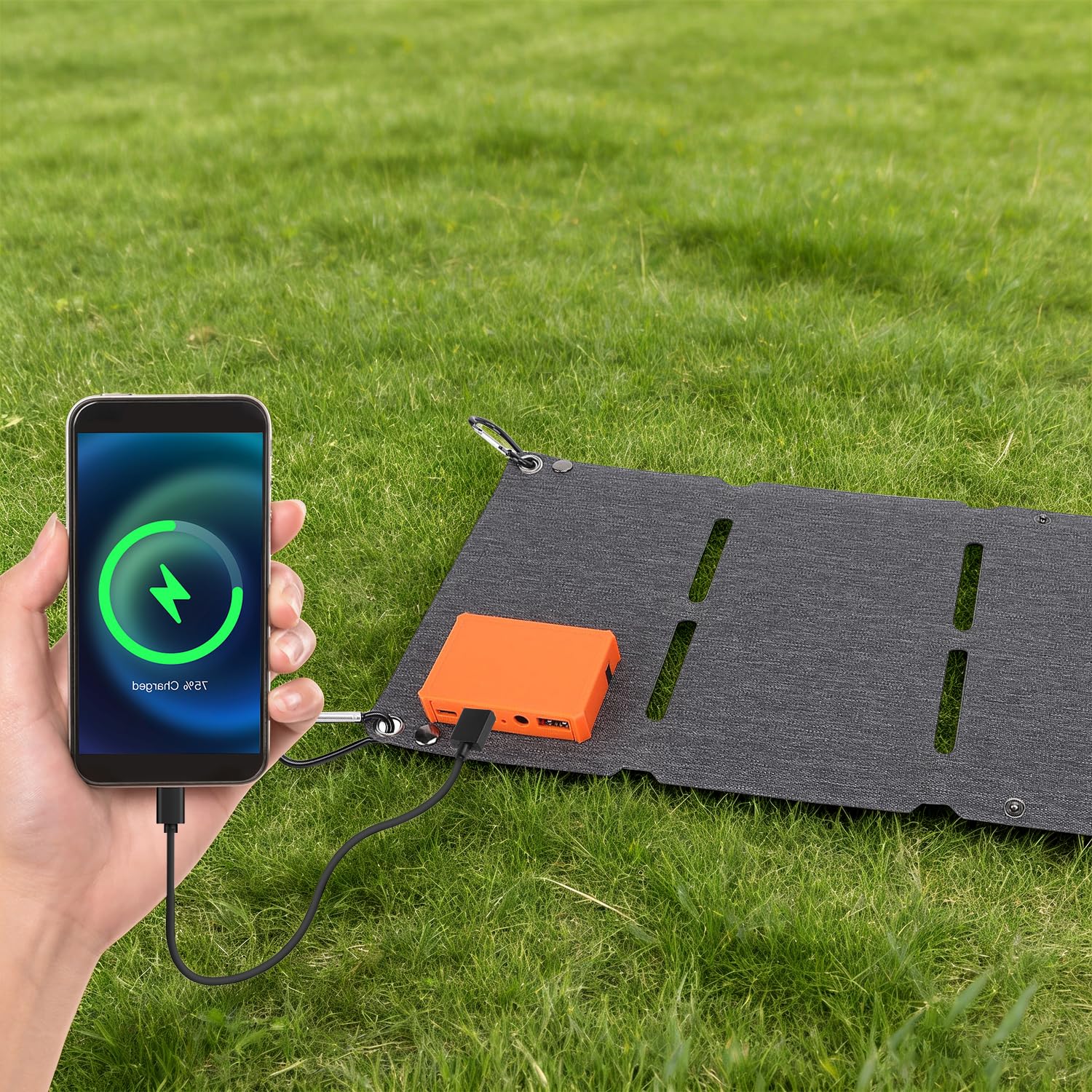 Panneau Solaire Pliable 40W, Haute Efficacité Monocristallin, Charge Rapide QC, Double USB, Portable et Léger, pour Randonnée, Camping et Voyages en Plein Air