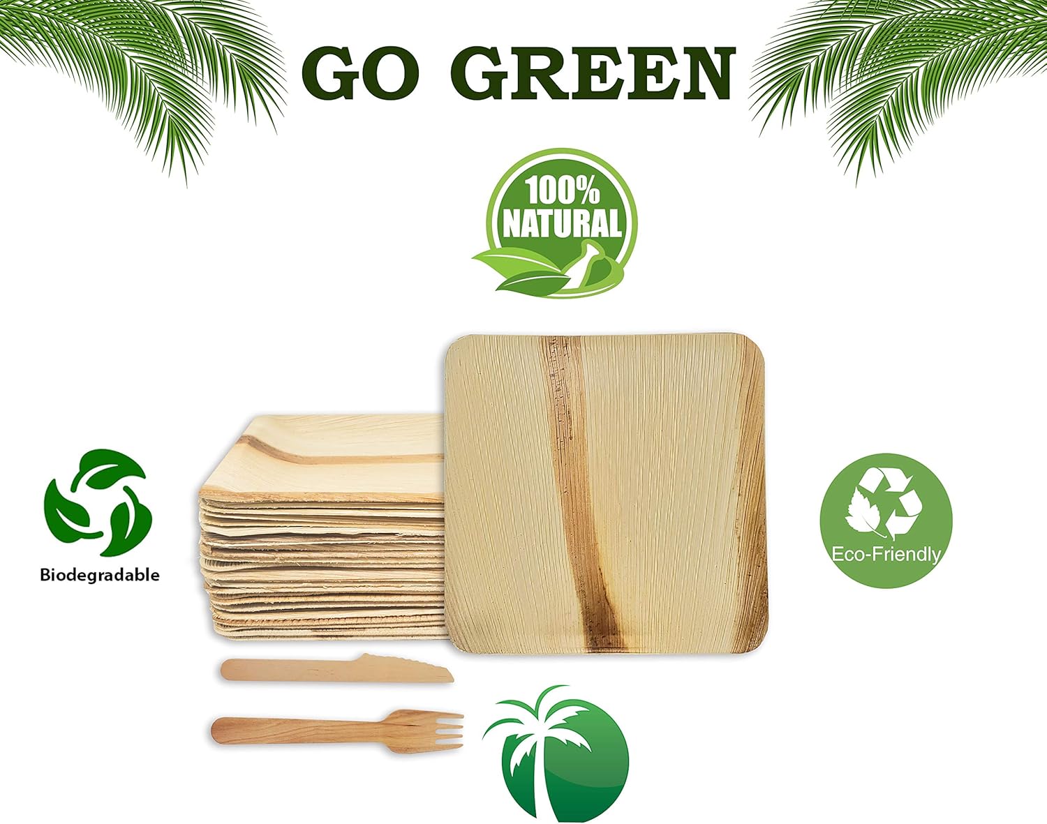 Get Popular Offer Disposable Palm Leaf Compostable Bamboo Plates and Utensils - Dinnerware Set with Wood Utensils Limited Discount Disposable Palm Leaf Compostable Bamboo Plates and Utensils - Dinnerware Set with Wood Utensils