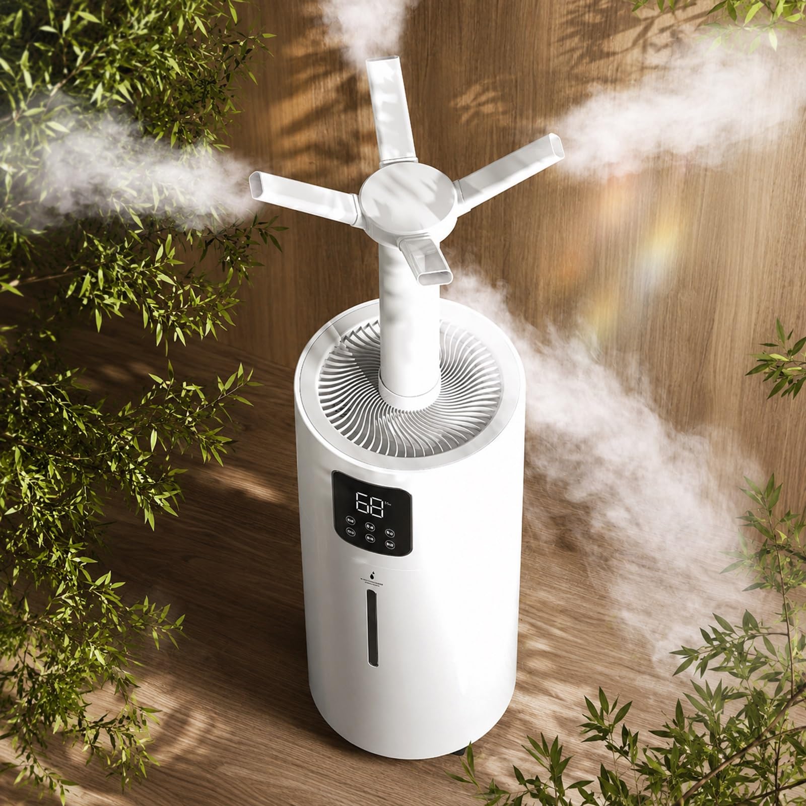 Humidificador de Aire para Dormitorio Habitación Grande Casa 25L Llenado | Humidificador Comercial 2000mL/h con Control Remoto, Higrostato, Boquilla 4 Chorros 360°, Temporizador 12H