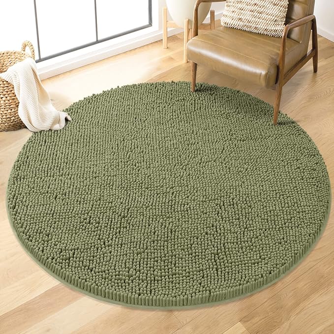 Amazon.com: MAYSHINE Round Bath Mat Non-Slip Chenille 3 Feet Shaggy Bathroom Rugs Extra Soft and ...