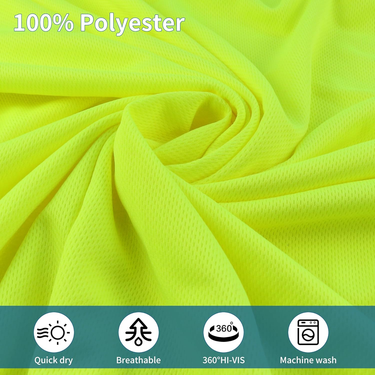 6 Pack Hi Vis Long Sleeve Safety Shirts Reflective DryBlend Shirts for Railway Colleague Moisture Wicking Multipack - Image 6